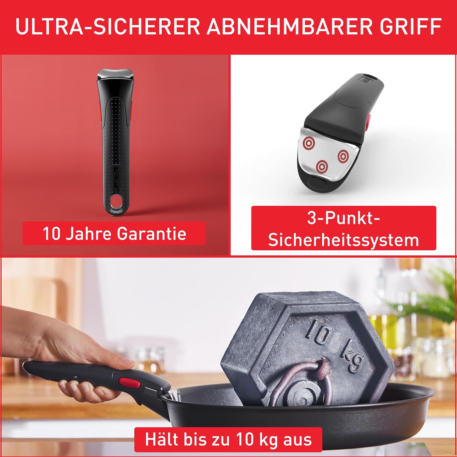 Tefal Ingenio Emotion L897S5 5-teiliges Topf- und Pfannenset, abnehmbarer Griff, stapelbar, platzsparend, Induktionstopfset mit Titan-2-fach-Antihaftbeschichtung, einfach zu bedienen und zu reinigen – Bild 4