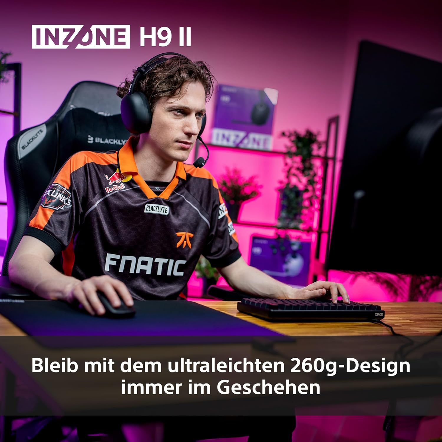 Sony INZONE H9 II Kabelloses PC-Gaming-Headset mit Geräuschunterdrückung, leicht, einstellbarer Sound-EQ, abnehmbares Nieren-KI-Mikrofon, 30-Stunden-Akku, 2,4 GHz und Bluetooth, inklusive Softcase, Schwarz – Bild 5