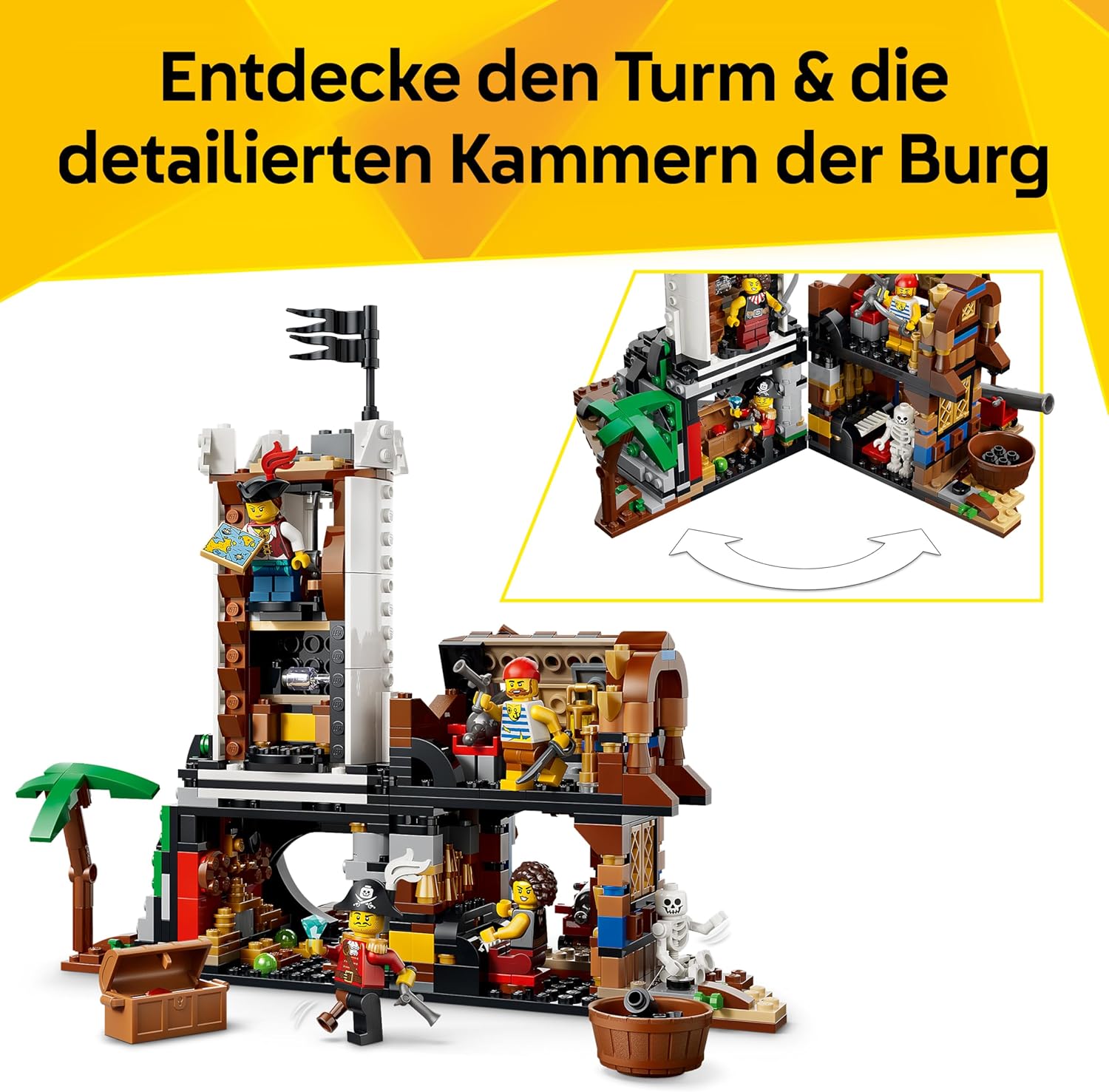 LEGO Creator Legendäres Piratenschiff-Spielzeug, Modellbau mit 2 Bauoptionen, Schloss oder 2 Zwillingsbooten, Kinderzimmerdekoration, Geburtstagsgeschenk für Jungen und Mädchen ab 9 Jahren, 31387 – Bild 6