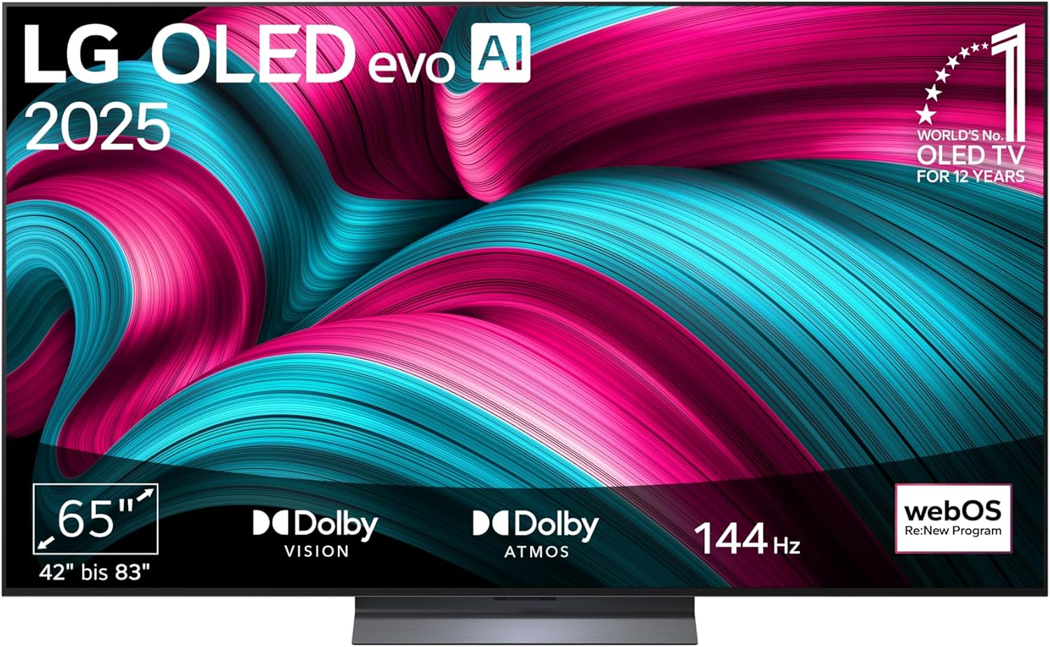 LG OLED65C5ELB, 65 Zoll (165 cm), 4K OLED evo AI TV, α9 Gen8 Prozessor, webOS 25, 120 Hz (VRR bis zu 144 Hz), Modelljahr 2025