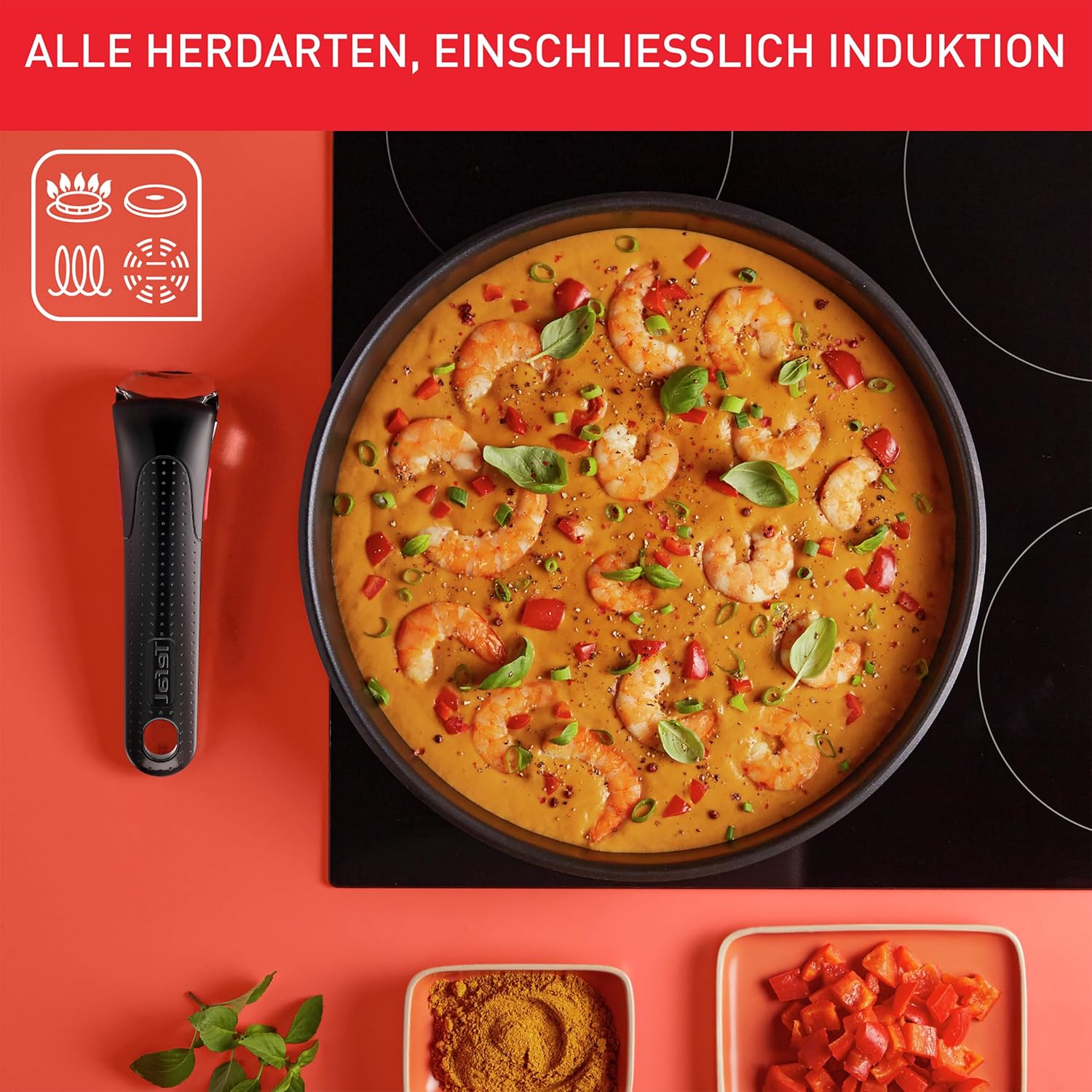Tefal Ingenio Emotion L897S5 5-teiliges Topf- und Pfannenset, abnehmbarer Griff, stapelbar, platzsparend, Induktionstopfset mit Titan-2-fach-Antihaftbeschichtung, einfach zu bedienen und zu reinigen – Bild 6