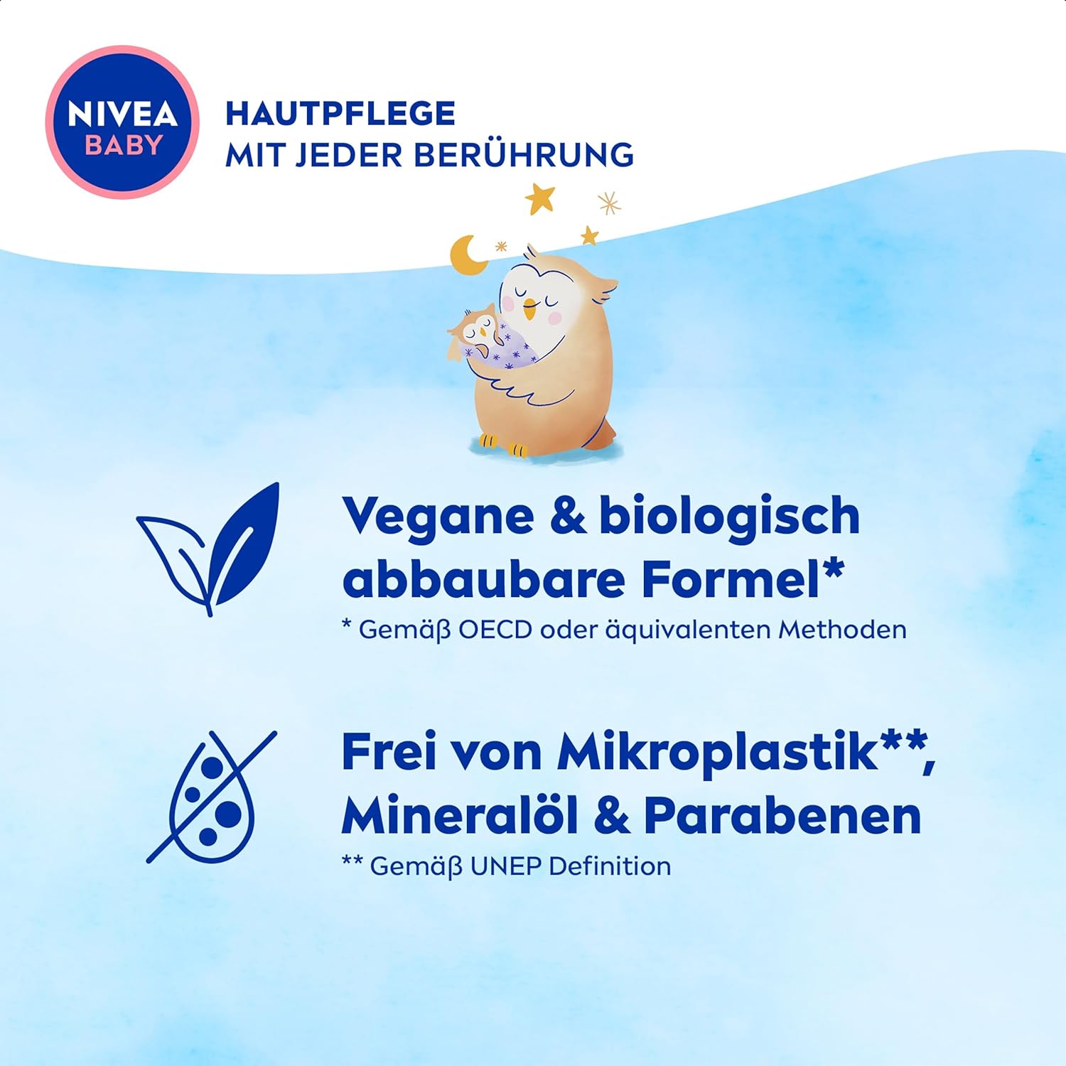 Nivea Baby Gute Nacht Lotion, Bodylotion pflegt zarte Babyhaut mit Mandelöl, Vitamin E, C und B5, vegane Babylotion mit hypoallergener Formel ohne Parabene und Mikroplastik (200 ml) – Bild 6