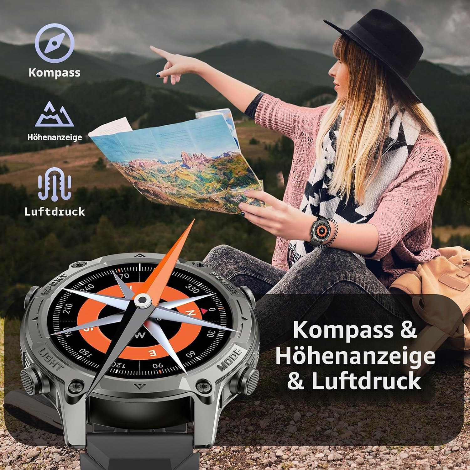 SOUYIE Herren-Smartwatch mit GPS, Offline-Karten und 6 Satelliten-Navi, 5ATM wasserdicht, 21-Tage-Akku, KI-Sprachassistent, 178 Sportmodi, Fitness-Tracker mit Herzfrequenzmesser und Schlafmonitor für Android iOS – Bild 9