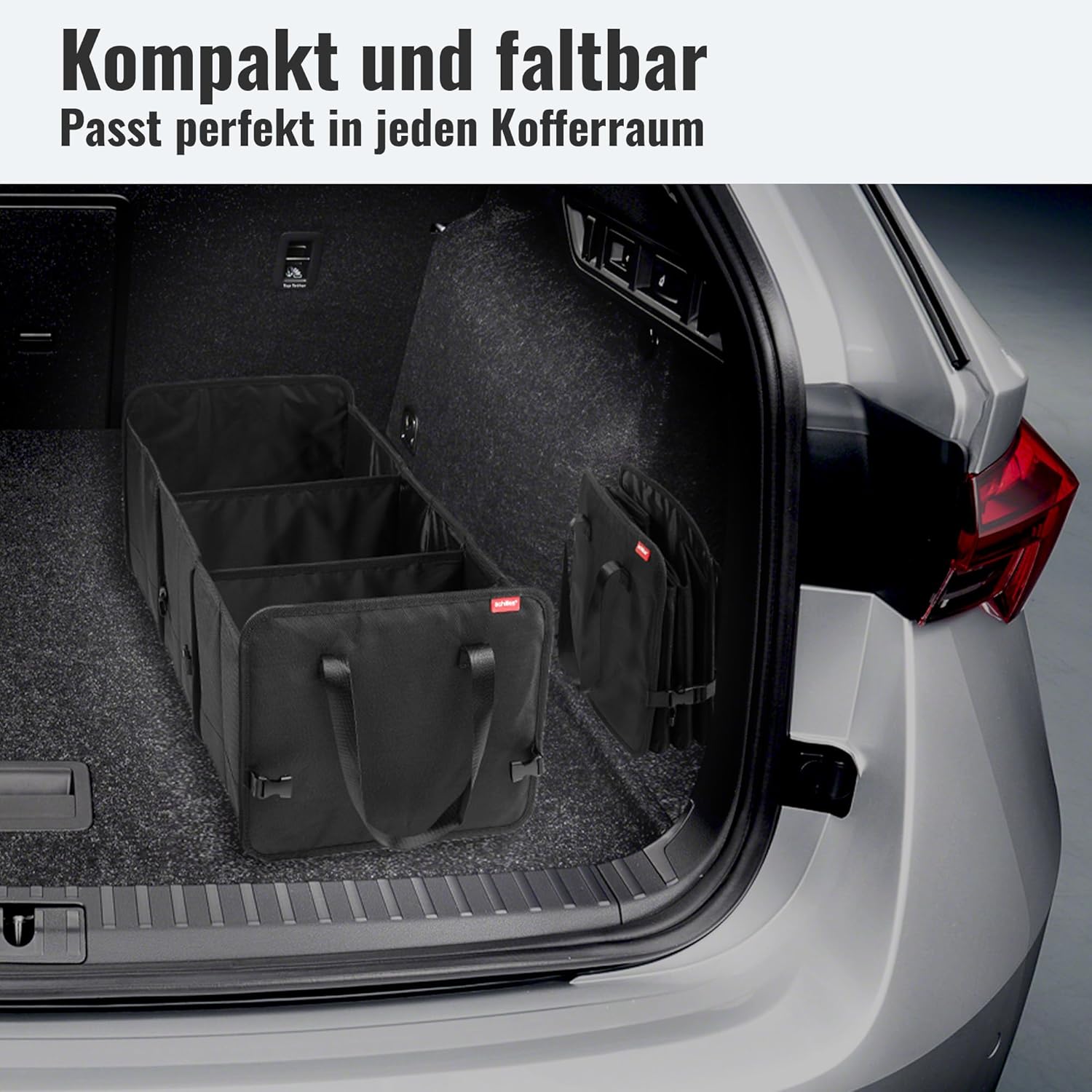 Achilles Vario-Box, faltbarer Auto-Organizer, verstellbarer Kofferraumtaschen-Korb mit Klettverschluss am Boden, große Faltkorb-Box, Faltbox-Korb, schwarz, 72 x 33 x 30 cm – Bild 5