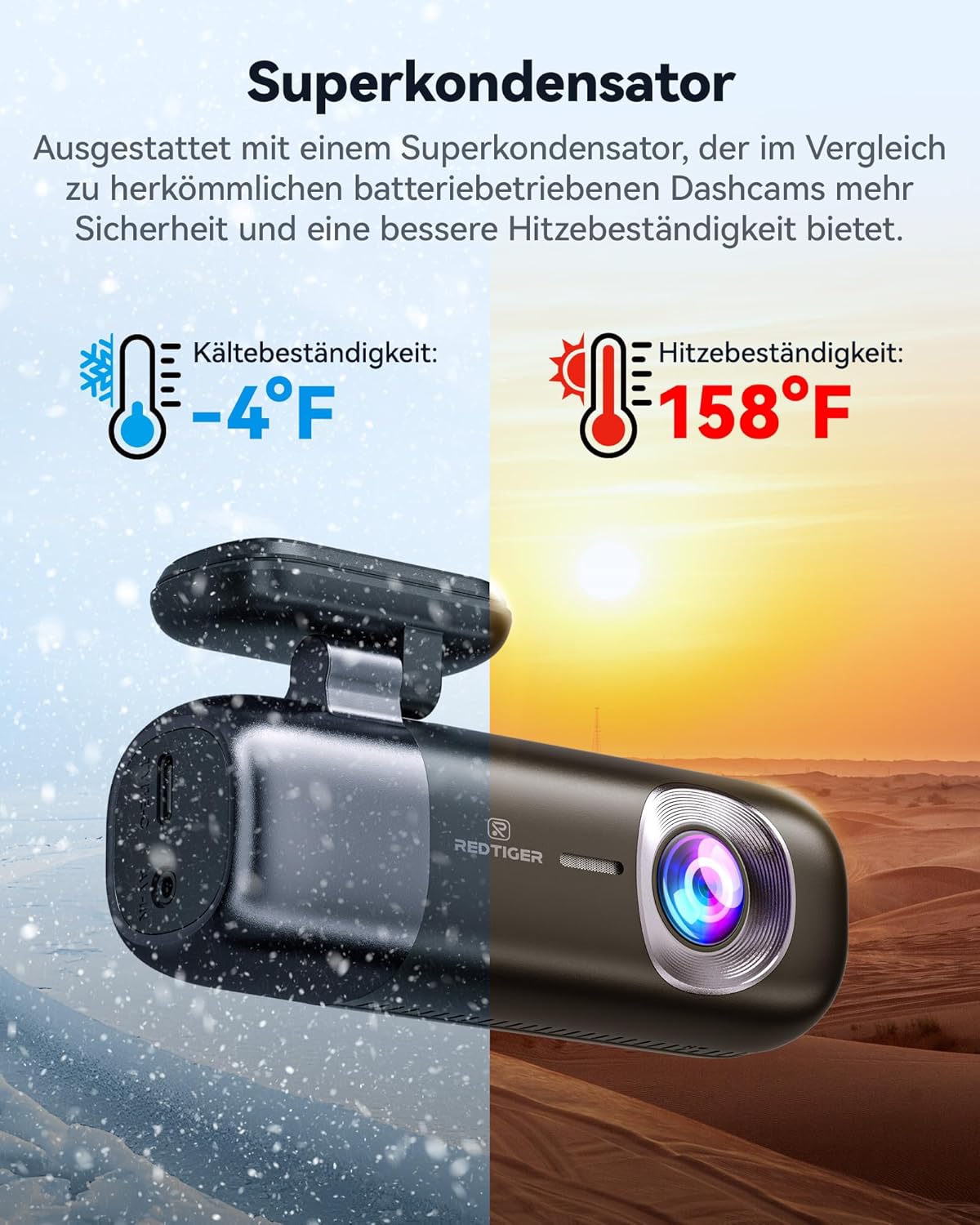 REDTIGER Dashcam Auto vorne hinten 4K/1080P, 5,8 GHz WiFi GPS Autokamera Loop-Aufnahme, Nachtsicht, Parkmodus, intelligente App-Steuerung, Unterstützung bis zu 256 GB (F9) – Bild 6
