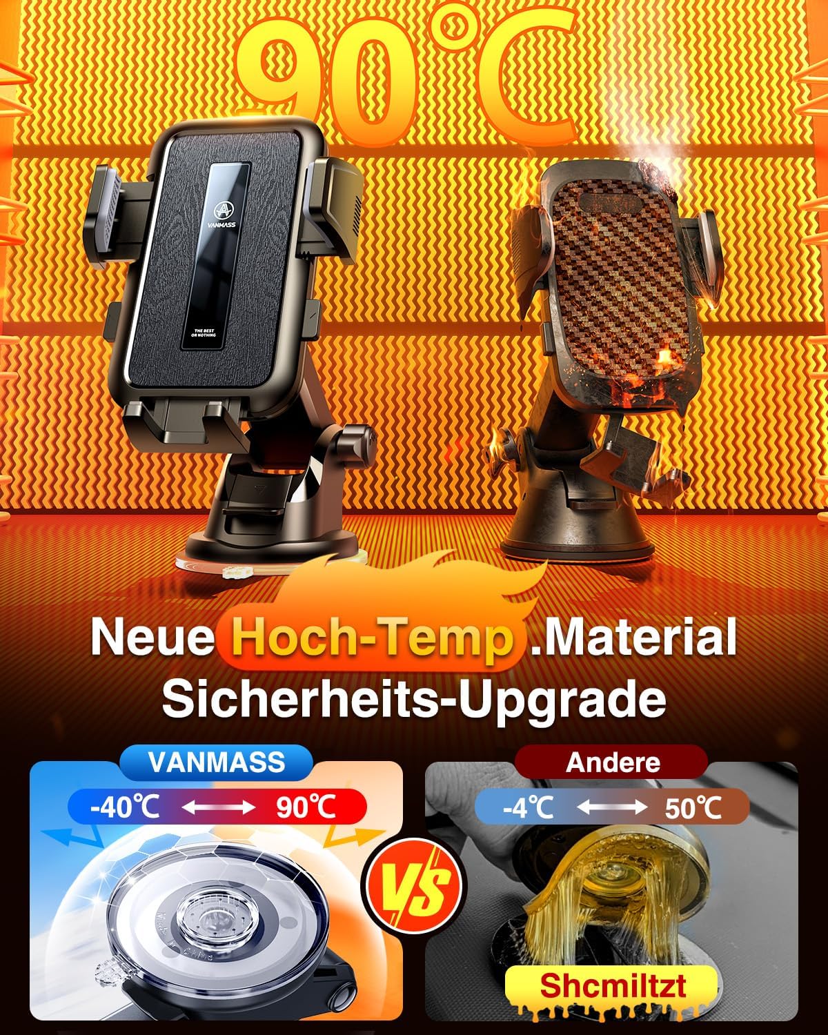 VANMASS 2026【Echte Militärklasse】Handyhalterung Auto 【Bombenfester Saugnapf & Lüftungsclip】Universelle Handyhalterung Auto Armaturenbrettscheibe für iPhone 17 Pro Max/17 Air 16/15/14 Samsung S25 usw – Bild 8