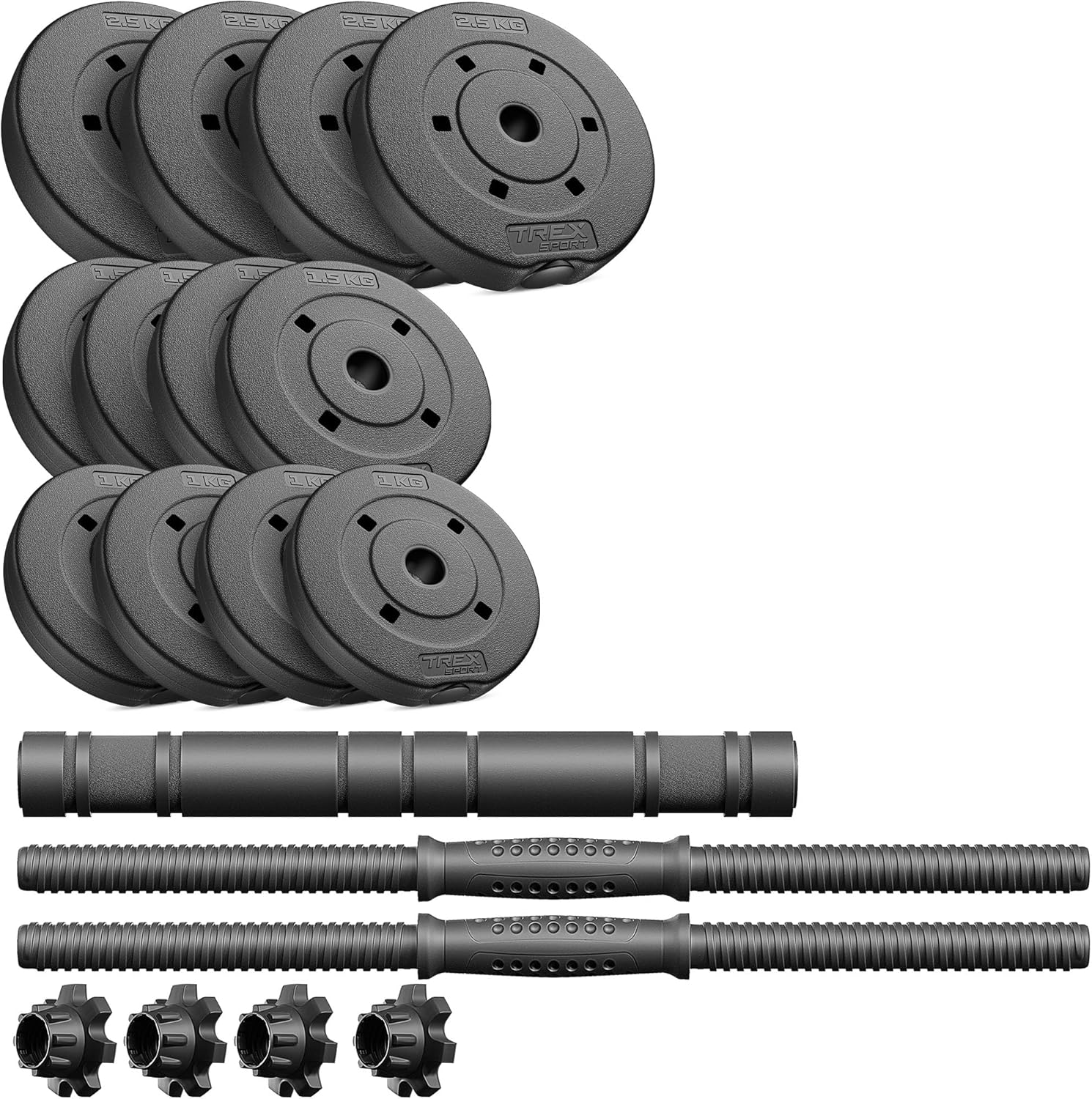 TREX SPORT Hanteln 2er Set Kurzhanteln & Langhantel | 20kg 40kg Hantelset | Kurzhanteln Set, Hanteln Set, Kurzhantel mit Verbindungsrohr & Langhantel, rutschfeste Griffe, robust – Bild 7