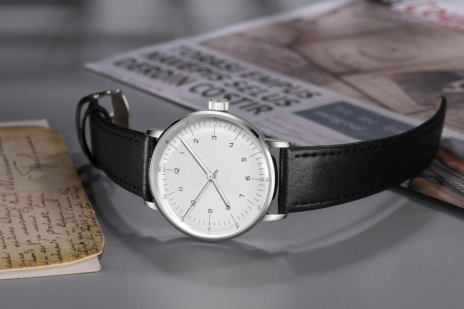 Boyarca Vintage-Mechanische Uhr mit gewölbtem Glasspiegel und 40-mm-Gehäuse. Lässige, minimalistische mechanische Armbanduhr mit Handaufzug für Damen und Herren – Bild 4