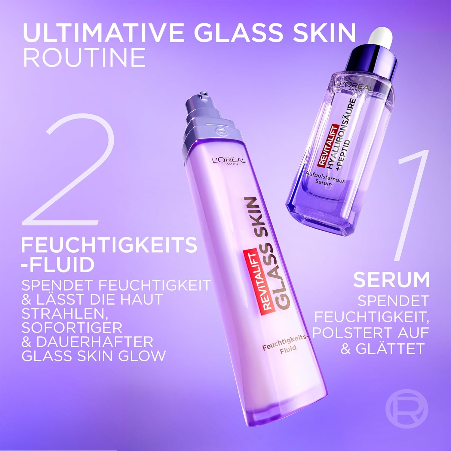 L'Oréal Paris Glass Skin Feuchtigkeitsfluid, für pralle und strahlende Haut, mit Hyaluronsäure + 5 % (Vitamin B3 + Pro B5 + C), glättendes Anti-Aging-Gesichtsfluid, Revitalift Filler, 50 ml – Bild 8