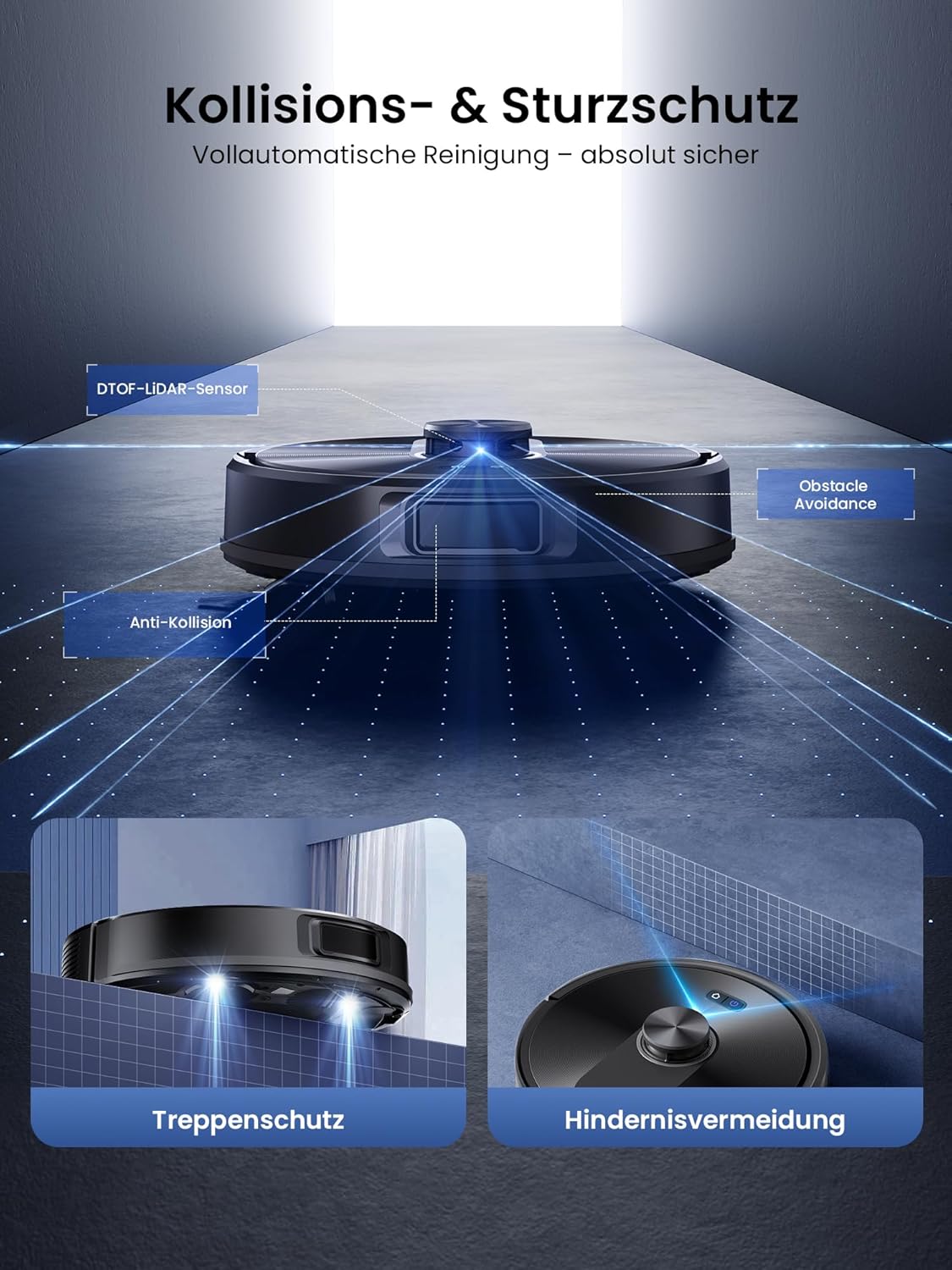 Proscenic Q10 Saugroboter mit Wischfunktion, 8000Pa 200min Staubsaugerroboter, intelligente Lasernavigation mit 5 Karten, smarte Steuerung per App, Alexa & Siri Apple Watch, Hartböden – Bild 4
