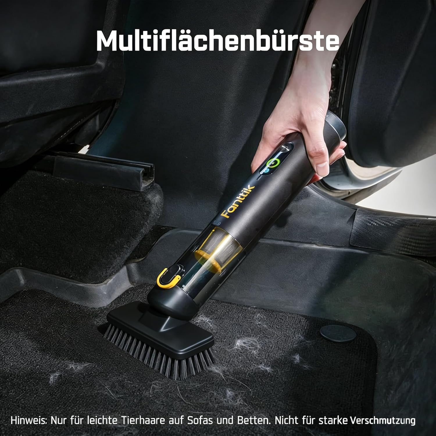 Fanttik Slim V10 APEX kabelloser 4-in-1-Auto- und tragbarer Mini-Handstaubsauger, 19 kPa Saugleistung, intelligentes Digitaldisplay, 2 Saugmodi für kleine Reinigungsarbeiten, Auto, Bürotisch, Tastaturen (schwarz) – Bild 9