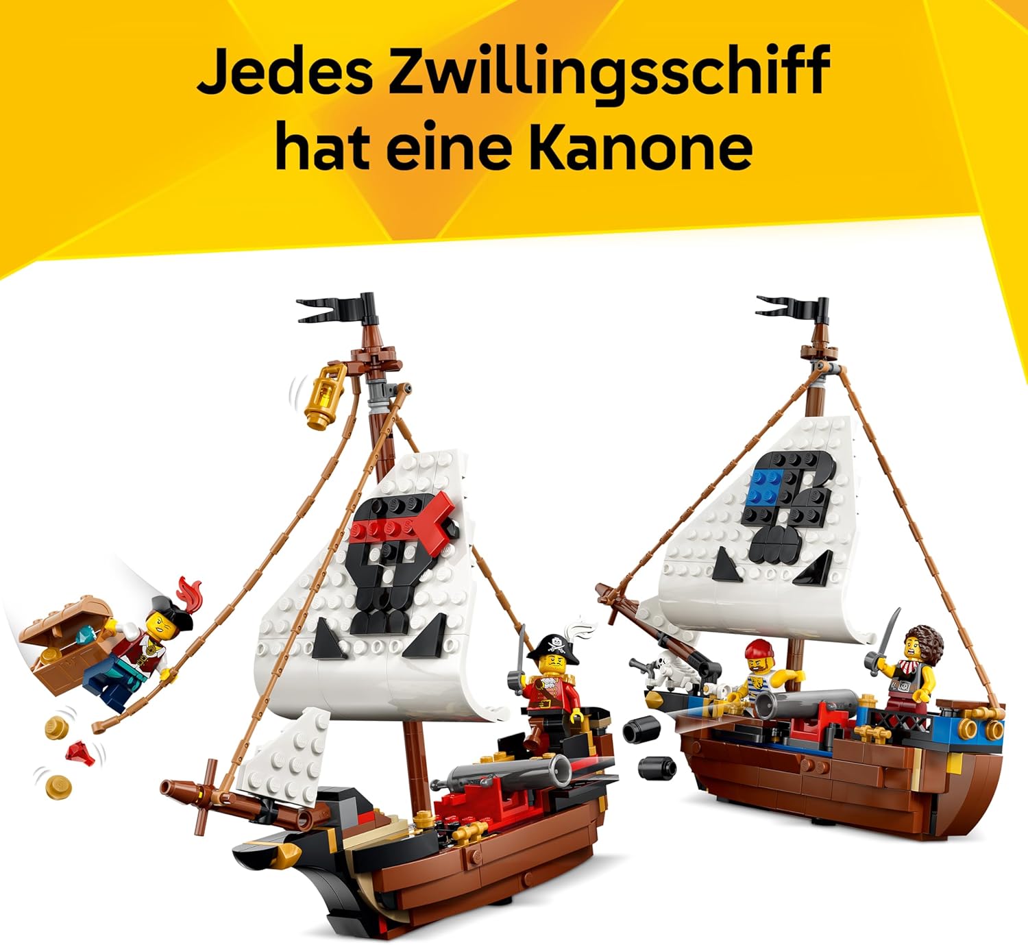 LEGO Creator Legendäres Piratenschiff-Spielzeug, Modellbau mit 2 Bauoptionen, Schloss oder 2 Zwillingsbooten, Kinderzimmerdekoration, Geburtstagsgeschenk für Jungen und Mädchen ab 9 Jahren, 31387 – Bild 5