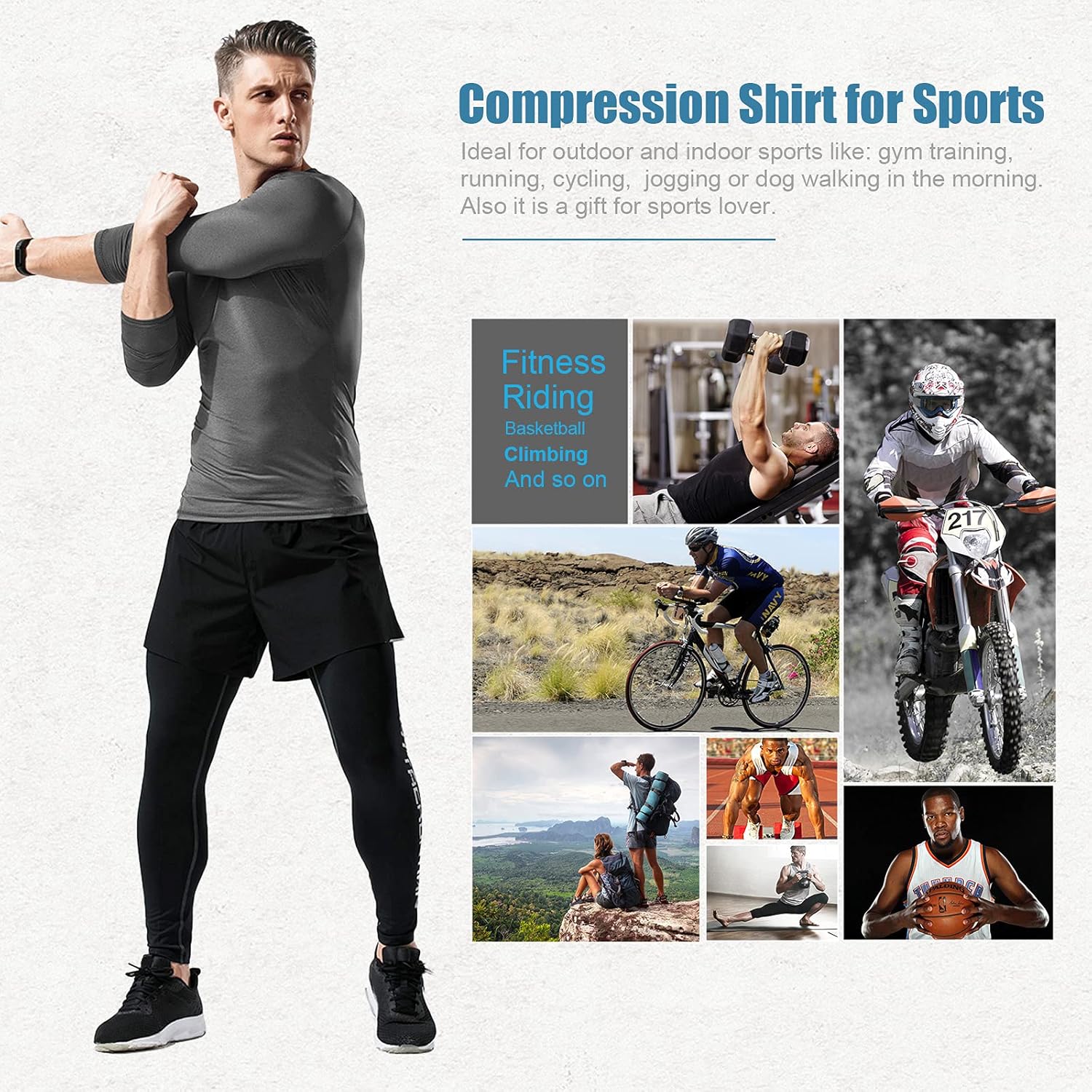 MEETYOO Kompressionsshirt Herren, Langarm-Fitnessshirt, atmungsaktives Sportshirt für Laufen, Joggen, Sport, Fitnessstudio – Bild 6