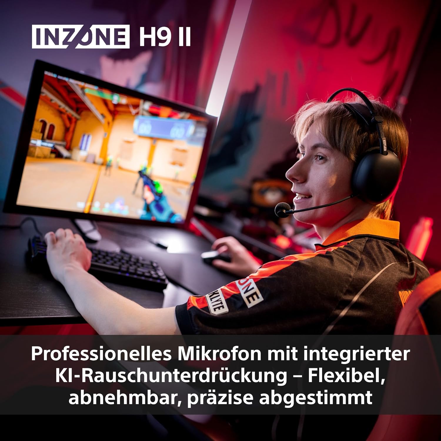 Sony INZONE H9 II Kabelloses PC-Gaming-Headset mit Geräuschunterdrückung, leicht, einstellbarer Sound-EQ, abnehmbares Nieren-KI-Mikrofon, 30-Stunden-Akku, 2,4 GHz und Bluetooth, inklusive Softcase, Schwarz – Bild 8