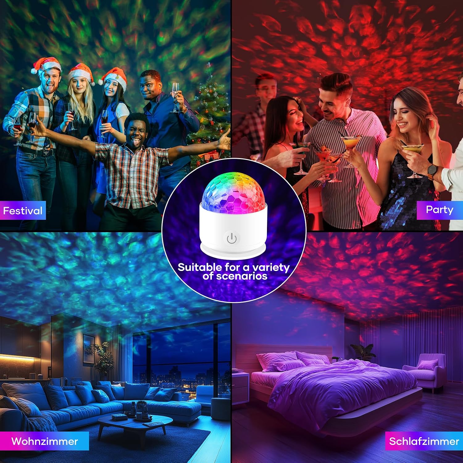 Fokky Sternenhimmel Projektor, LED Sternenhimmel Projektor Kinder, Galaxy Projektor für Geschenkparty, Sternprojektor Kinder mit 16 Lichteffekten, LED Projektor Nachtlicht Raumdekoration (Weiß) – Bild 6