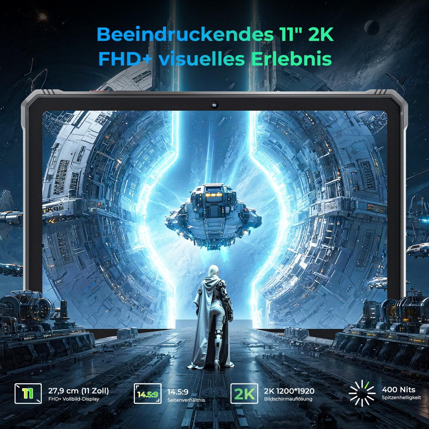 HOTWAV R9 Ultra 5G Outdoor-Tablet, wasserdichtes Tablet mit Stift, Android 15, 11 Zoll 2K FHD+ Rugged Tablets 24 GB + 512 GB + 2 TB, 20080 mAh 20 W Schnellladung, 64 MP + 16 MP IP68/IP69K, Dual-SIM/5G WiFi/GPS/OTG – Bild 8