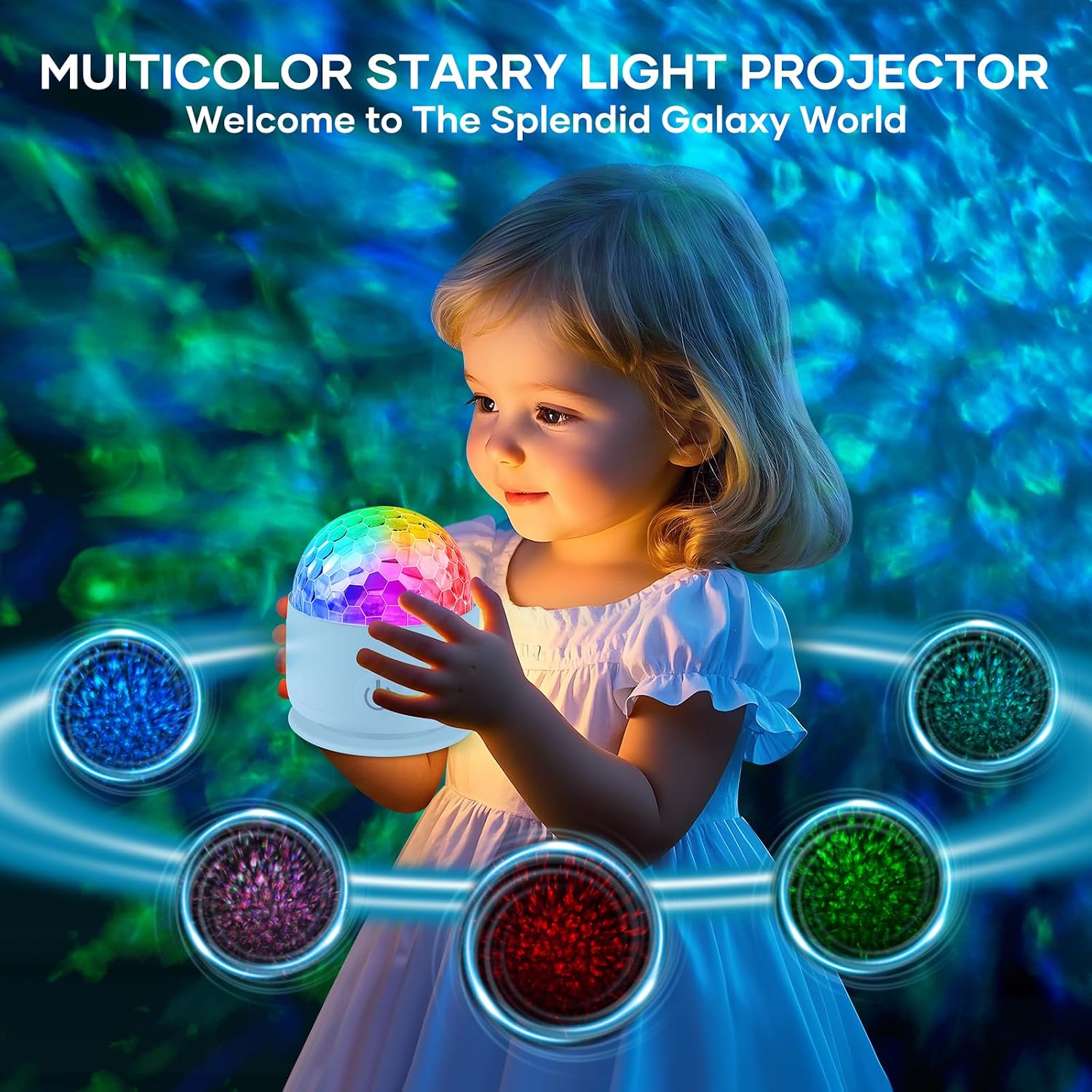 Fokky Sternenhimmel Projektor, LED Sternenhimmel Projektor Kinder, Galaxy Projektor für Geschenkparty, Sternprojektor Kinder mit 16 Lichteffekten, LED Projektor Nachtlicht Raumdekoration (Weiß) – Bild 3