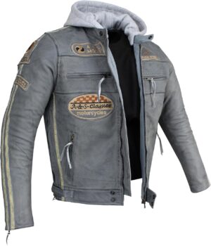Herren Motorradjacke Lederjacke Bik...