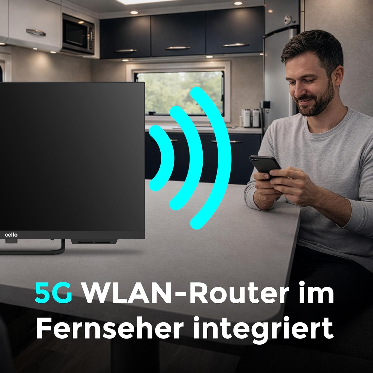 Cello Voyager C22TZR-VOY 22" Smart 12V Traveller TV mit integriertem 5G-WLAN-Router und Hotspot für Telefone und Geräte, Internet überall, Tizen OS von Samsung, ideal für Wohnmobile, Triple Tuner – Bild 6