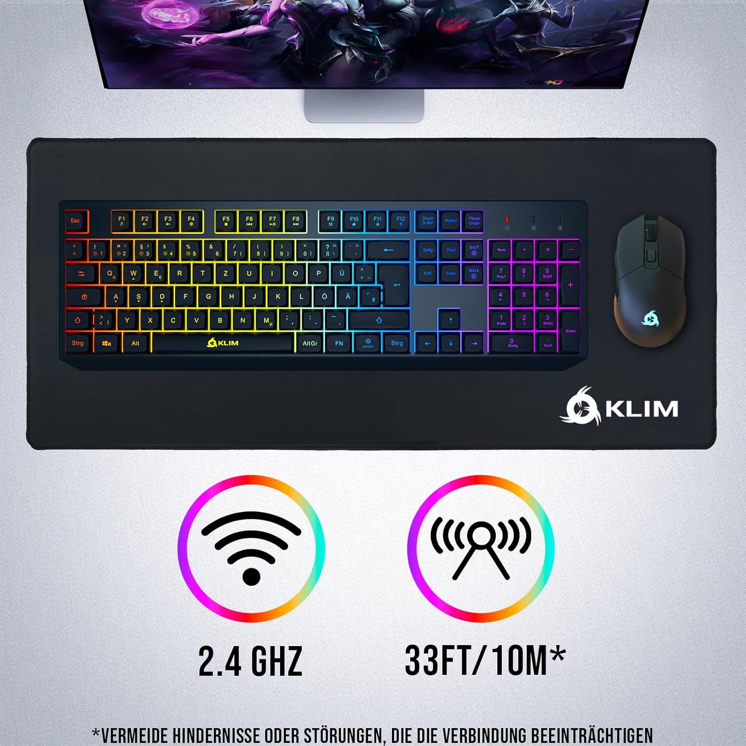 KLIM Chroma Gamer-Tastatur mit USB-Kabel – hohe Leistung – bunte Beleuchtung (schwarz) RGB PC Windows, Mac, PS4 – Bild 6