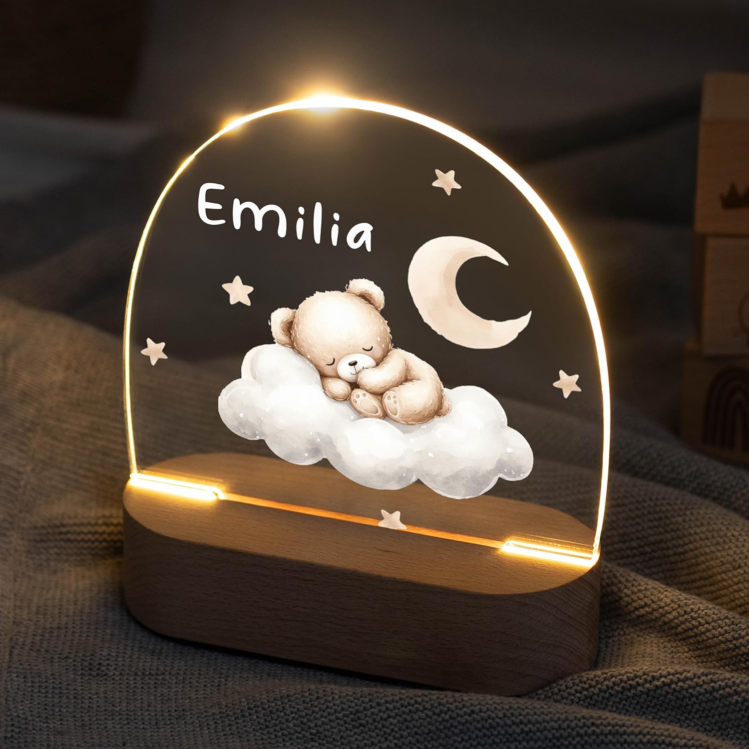 Geschenk zur Geburt Mädchen – Nachtlicht Kinder dimmbar – Nachtlampe personalisiert Bär – Bedeutungsvolle Geschenke zur Geburt – Babygeschenke zur Geburt – personalisierte Lampe Kinder – Nachtlicht Baby – – Bild 4