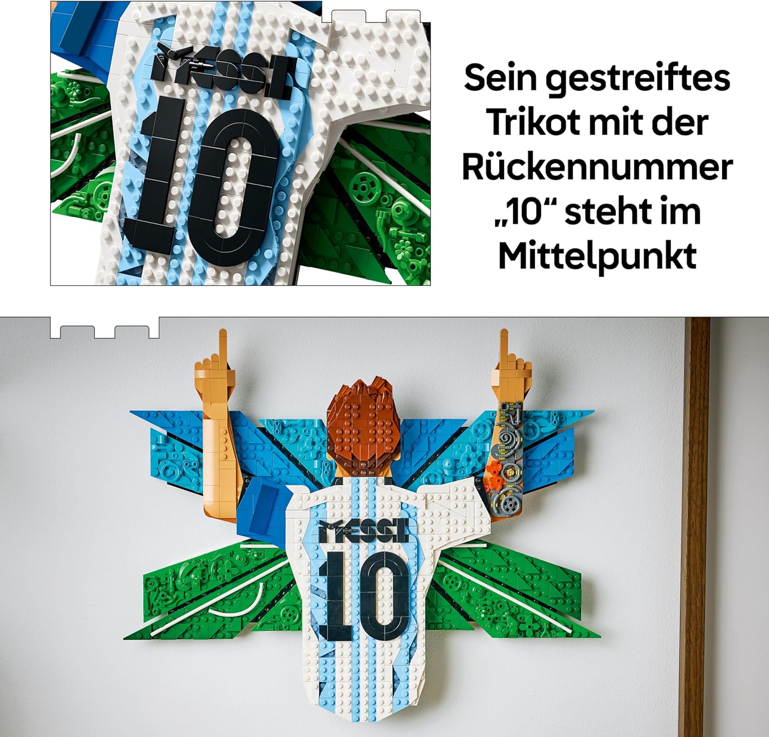 LEGO Editions Lionel Messi – Torjubel – 3D-DIY-Wandbild-Set – DIY-Dekoration für Kinder – Fußball-Geschenk für Jugendliche ab 14 Jahren, Mädchen, Jungen und erwachsene Sportfans – 43018 – Bild 4