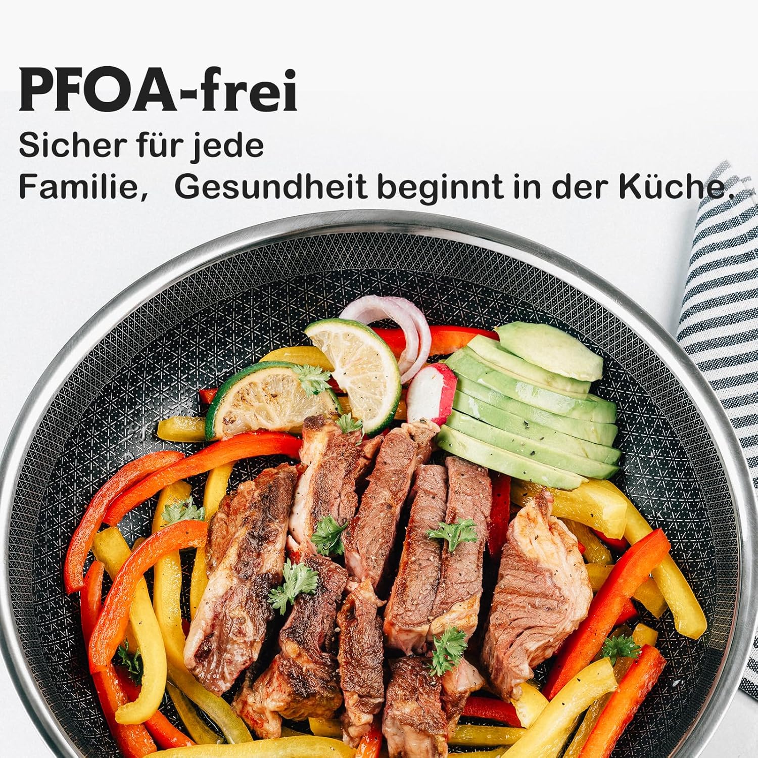 SNOWCLAD Pfannen-Set, 3 Stück, 20/24/28 cm, antihaftbeschichtete Wabenpfanne, Edelstahlpfanne, Induktionspfanne, für alle Herdarten geeignet, ofen- und spülmaschinenfest, Pfoa-frei – Bild 3