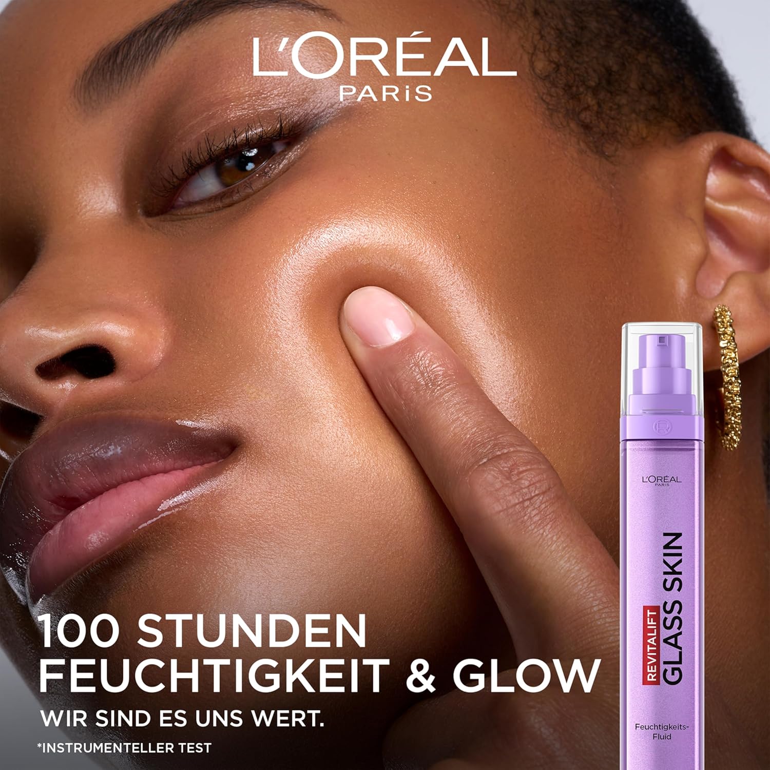 L'Oréal Paris Glass Skin Feuchtigkeitsfluid, für pralle und strahlende Haut, mit Hyaluronsäure + 5 % (Vitamin B3 + Pro B5 + C), glättendes Anti-Aging-Gesichtsfluid, Revitalift Filler, 50 ml – Bild 2