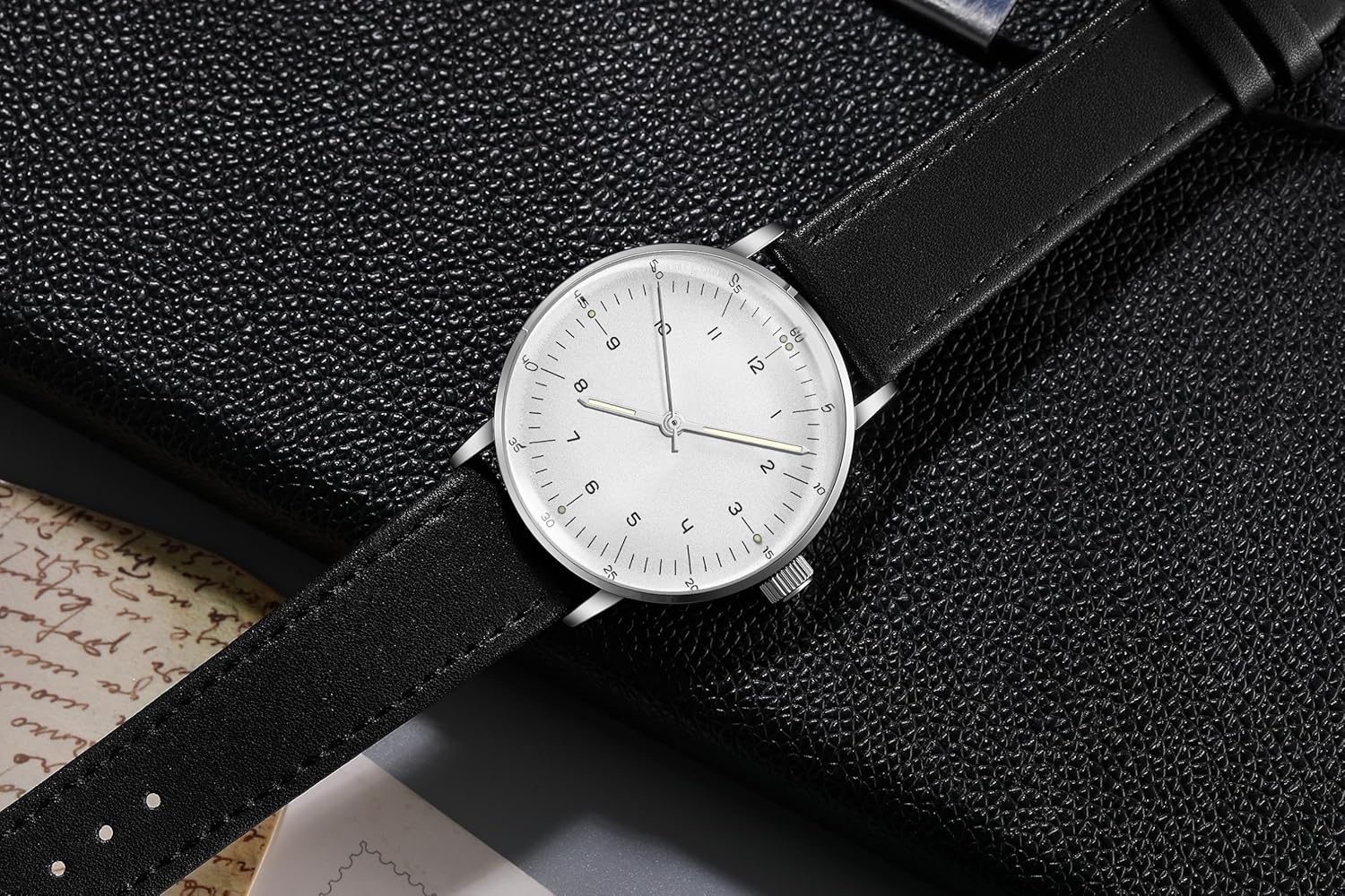 Boyarca Vintage-Mechanische Uhr mit gewölbtem Glasspiegel und 40-mm-Gehäuse. Lässige, minimalistische mechanische Armbanduhr mit Handaufzug für Damen und Herren – Bild 3