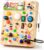Joyreal Busy Board ab 1 Jahr, Montessori Spielzeug Baby Aktivitätsbrett Holzspielzeug Lernspielzeug Sinnesspielzeug Motorikspielzeug mit 19 LEDs, Geschenk Jungen und Mädchen ab 1 2 3 Jahre (Bauernhof Bauernhof)