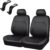 2 Stück Universal Sitzbezüge PU Leder Sitzschoner Autositzbezüge Vordersitze Kunstleder Sitzbezüge Seitenairbag Universal für Autositz vorne für die meisten Autos LKW Transporter SUV (Schwarz)