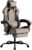 SUKIDA Gaming-Stuhl, ergonomischer Gaming-Stuhl mit Fußstütze, Racing-Gaming-Stuhl, Kopfstütze, verstellbarer Computerstuhl, höhenverstellbar, Lordosenstütze für Heimbüro und Gaming, Beige