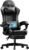 HLONONE Gaming-Stuhl mit Massagefunktion, ergonomischer Gamer-Stuhl, Racing-Gaming-Stuhl mit Fußstütze, Kopfstütze und Massage-Lendenkissen, gepolsterter PC-Stuhl, 150 kg Tragkraft, Schwarz