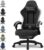 GTPLAYER Gaming Stuhl, Ergonomischer Gaming Stuhl, Schreibtischstuhl mit Stoffoberfläche, Federsitzkissen, Verbindungsarmlehnen und Fußstütze, 150 kg, Hellschwarz