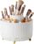 DASITON Make-up-Kosmetik-Organizer mit 5 Fächern, 360° drehbarer Pinsel-Organizer, großes Fassungsvermögen, Schminktisch-Organizer, Pinselhalter, Hautpflege-Organizer für Badezimmer, Schlafzimmer (weiß)