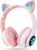 AXFEE Kinder-Kopfhörer, Bluetooth, Mädchen, Katzenohr-Over-Ear mit LED-Licht, faltbar, Stereo, kabellos, Mikrofon, Micro SD/TF für Handy/Tablet/PC