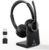 TECKNET V5.3 Bluetooth-Headset mit Mikrofon, kabelloses Headset mit AI-Mikrofon mit Geräuschunterdrückung, Ladestation, USB-Dongle, 55+ Stunden Akku, wiederaufladbare On-Ear-Kopfhörer für Büro, Zuhause, Callcenter