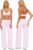 IDOPIP Sportset Damen Neckholder Zweiteiliges Rückenfreies Gym Set V-Ausschnitt Yogahose mit geradem Bein Sportanzug für Fitness Yoga Pilates Workout