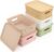 LYLIDIA 5 Stück Aufbewahrungsbox mit Deckel, kleiner Korb, 4 L Box Aufbewahrungskorb im Rattan-Design, stapelbare Box PP-Kunststoff, Organizer-Körbe, Stapelboxen mit Griffen, 25 x 17 x 10,5 cm (buntes Set).