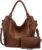 Echte Damenhandtaschen, großer Shopper, Lederhandtasche, Umhängetasche, Geldbörse, Hobo, Damentaschen-Set für Büro, Schule, Shopping, Reisen, 2-teilig, Leder, braun
