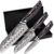 Wolfblood PRO 3-teiliges Santoku-Damastmesser-Set XL (31, 23 und 19 cm) TÜV-geprüfter 62 HRC Damaststahl aus 67 Lagen I Damast-Küchenmesserset mit Holzgriff, Geschenkbox & Klingenschutz