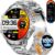 LIGE Military Smartwatch Herren – 1000 mAh/1,85 Zoll HD großer Touchscreen/LED-Licht, Fitnessuhr mit 110+ Sportmodi, Herz-/Schlaf-Tracking, 2 Armbänder, IP68 wasserdicht, Sportuhr für iOS/Android, Silber