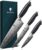 SANMEIHO Pulverstahl-Messerset, Küchenmesser-Set, 3-teiliges scharfes japanisches Kochmesser-Set aus hochhartem Edelstahl mit ergonomischem Holzgriff, inklusive Kochmesser, Allzweckmesser