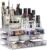 Relaxdays, Make-up-Organizer, klein, 2-teilige Make-up-Aufbewahrung, Acryl mit Lippenstifthalter und 4 Schubladen