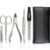 marQus Premium Maniküre-Set aus Edelstahl, 5-teilig im Echtleder-Etui, handliches und weiches Komplettset mit allem für die Hand- und Fußpflege, Nagelset schwarz